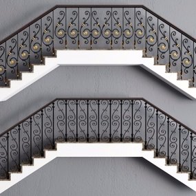 欧式铁艺栏杆楼梯3D模型