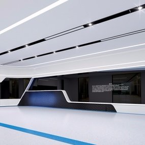 现代科技公司前厅3D模型