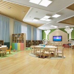 现代儿童学校活动室3D模型