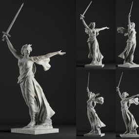 欧式代女剑客雕塑3D模型