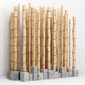 自然风竹子隔断3D模型