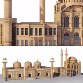 欧式伊斯兰罗马教堂建筑外观3D模型