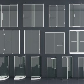 现代不锈钢玻璃淋浴隔断组合3D模型