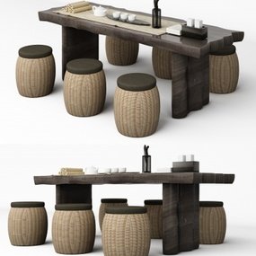 新中式泡茶桌椅3D模型