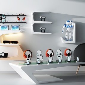 现代电子产品展示柜组合3D模型