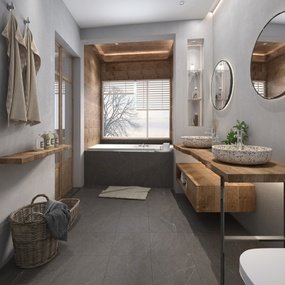 自然风民宿卫生间浴室3D模型