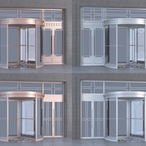 现代铝合金酒店专用旋转门3D模型