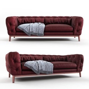 现代红色皮革双人沙发3D模型