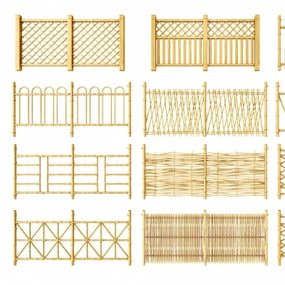 现代竹子篱笆围栏组合3d模型
