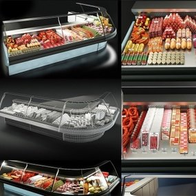 现代超市鲜肉冷柜3d模型