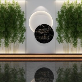 新中式竹子背景墙3d模型
