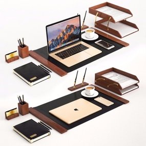 现代苹果笔记本手机办公用品组合3d模型