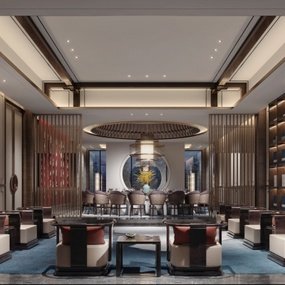 新中式酒店会客室接待室3d模型