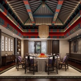 中式餐厅包房3d模型