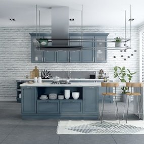 欧式开放式厨房3d模型