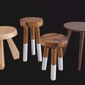 现代实木凳子3d模型