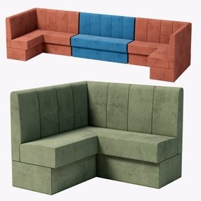 现代布艺卡座沙发3d模型