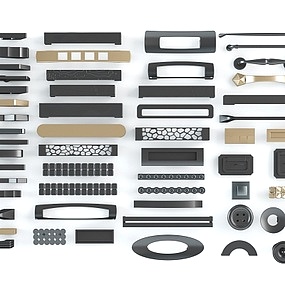 现代金属门拉手门把手组合3d模型