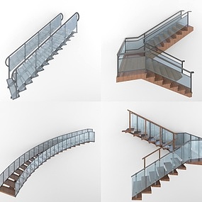 现代玻璃楼梯组合3d模型