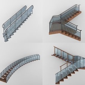 现代玻璃楼梯组合3d模型