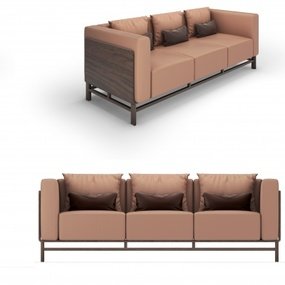 新中式实木沙发3d模型