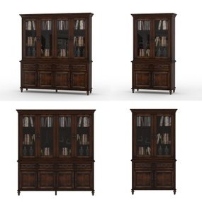 美式实木书柜3d模型