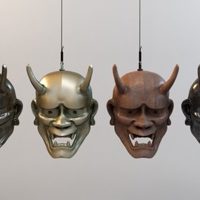 日式能乐面具组合3d模型