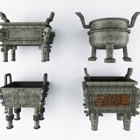 中式青铜鼎3d模型