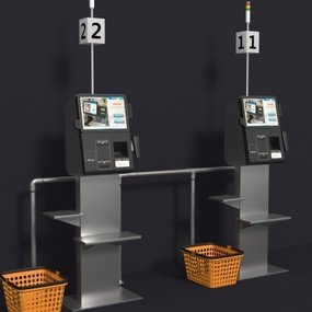 现代超市自助收银台3d模型