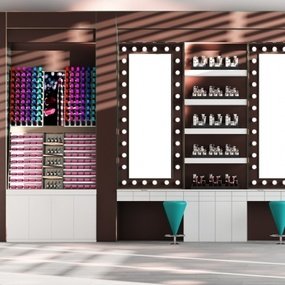 现代化妆台化妆品展柜组合3d模型