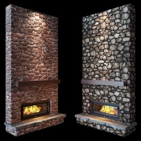 自然风石头壁炉组合3d模型