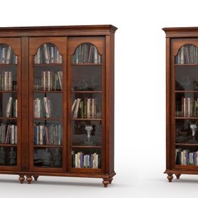 美式实木书柜摆件组合3d模型