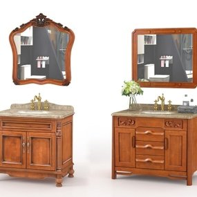 欧式浴室柜镜组合3d模型