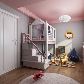 北欧女儿房儿童房3d模型