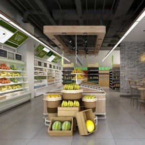 现代水果超市便利店3d模型