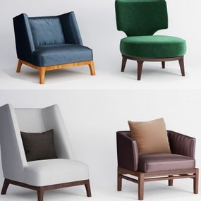 现代休闲布艺沙发椅3d模型