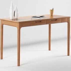 现代实木书桌3d模型