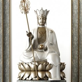 新中式地藏王菩萨佛像雕塑3d模型
