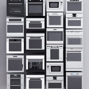 现代嵌入式烤箱微波炉洗碗机组合3d模型