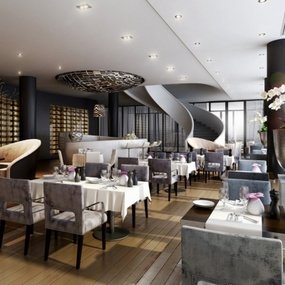 现代中餐厅3d模型