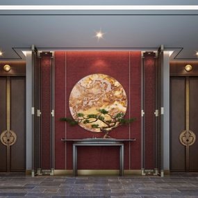 新中式玄关门厅3d模型