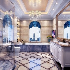 欧式轻奢卫生间浴室3d模型