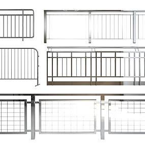 现代不锈钢护栏组合3d模型