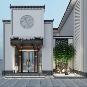 新中式建筑门面门头3d模型