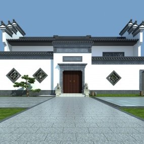 中式古建筑外观3d模型