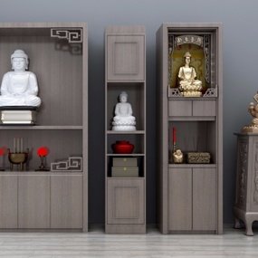 新中式实木佛龛神龛3d模型