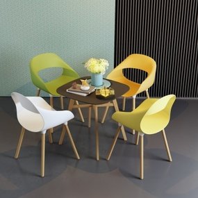 北欧实木桌椅组合3d模型