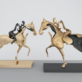 现代金属马雕塑摆件3d模型