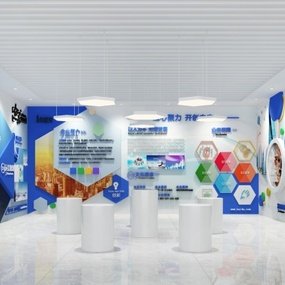 现代企业文化墙展厅3d模型