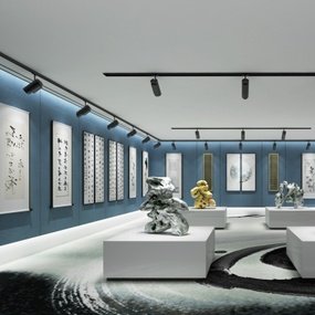 新中式书画展厅3d模型